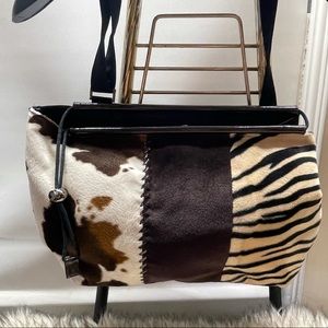 MC Marc Chantal Purse Faux Fur Zebra Cow Print